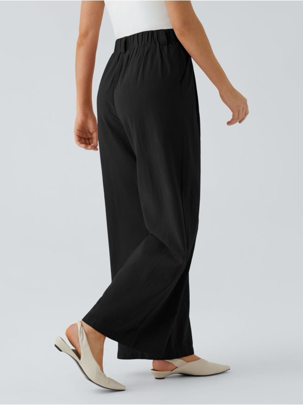 HALARA Black Waffle Print Wide-Leg High-Rise Trousers - Picture 3 of 6